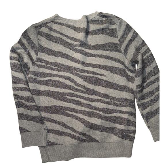 Banana Republic Cardigan Sweater Women's Medium Gray Zebra Stripe Silk - Picture 5 of 5